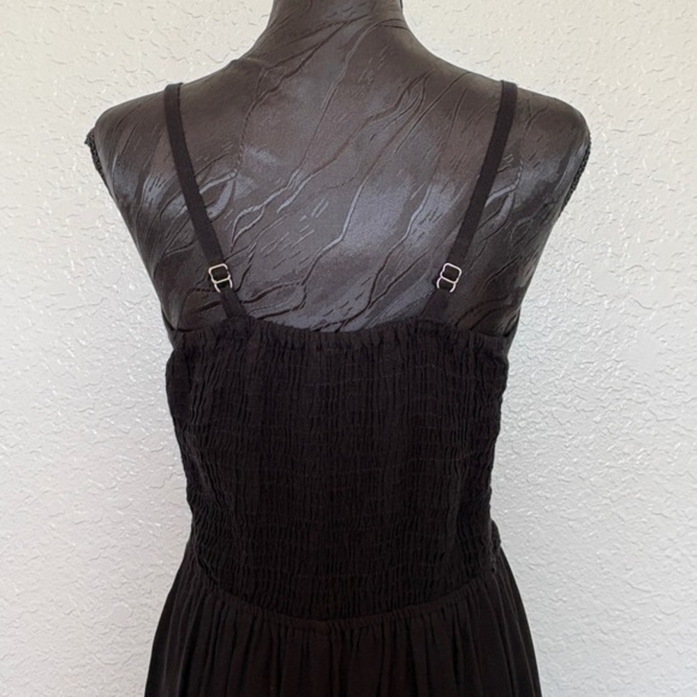 Boho‎ Me Black Lace Trim Smocked Back Ruffle Hem Maxi Dress Small - Picture 5 of 9